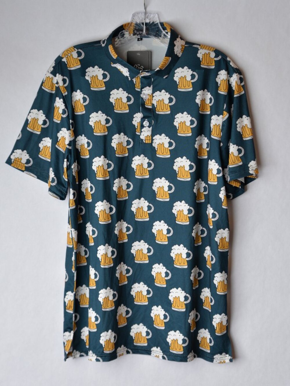 NWT Golf Gentry Mens Medium Beer Stein Mug Performance Polo Short Sleeve Shirt